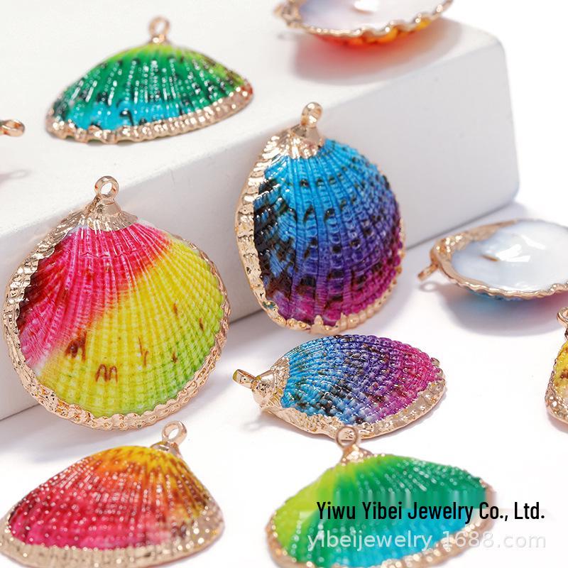 

Gold-Edged Electroplated Cowrie Shell Pendant for DIY Jewelry and Accessories Electroplated: Scallop разноцветный