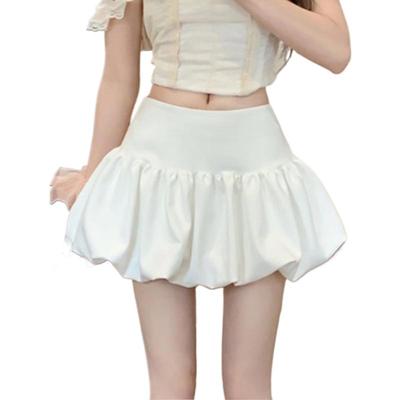 High Waist Shorts Skirt for Women A-line Bubble Mini Skirts White Korean Fashion Clothing Y2k Cute Sweet Style Summer