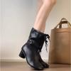 Fashion Women Split Toe Tabi Boots Chelsea Boots Split Toe Women Pumps Horseshoe Shoes Women's Chunky High Heel Short Boots