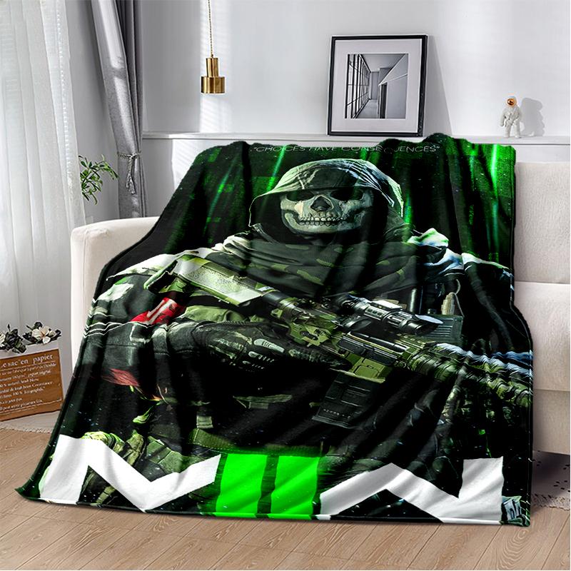 COD 29 Styl Nová deka Call of Duty Ghost Simon Gun Games, Měkká přehozová deka pro domácnost Ložnici Postel Pohovku Cestovní potah Dětský dárek