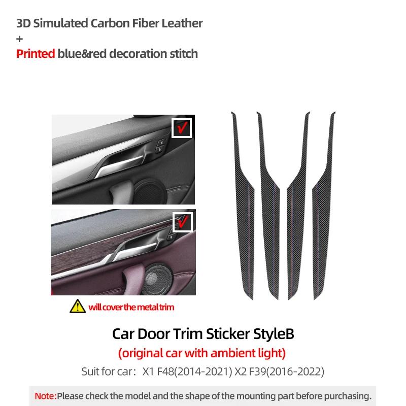 

Betterhumz For BMW X1 F48 X2 F39 Car Interior Trim Door Panel Strip 4pc Performance Sticker Made of Alcantara Tuning Accessories Carbon Fiber B