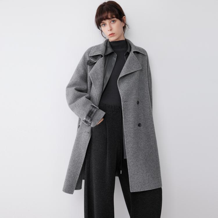 ELLE French Double-Breasted Lambswool Casual Versatile Double-Faced Wool Coat Women coats EN52911