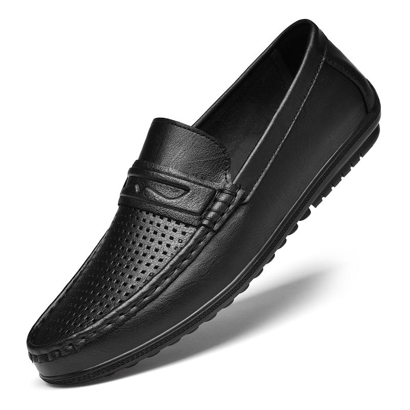 

Plus Size 46 Penny Loafers Men Casual Shoes Leather Dress Shoes Slip-on Sneaker Flats Man Moccasins Hollow Out Driving Shoes 38