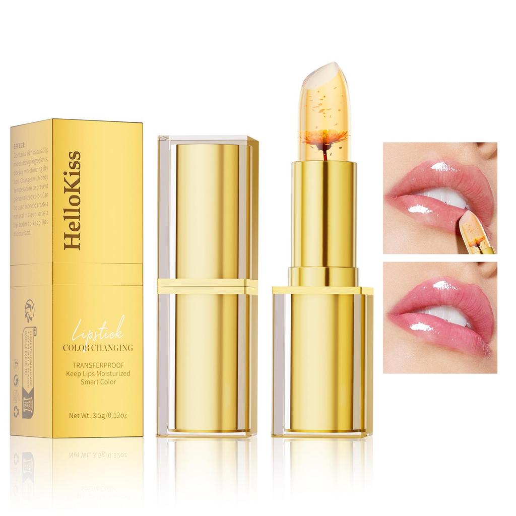 Temperaturfarbwechselnder Lippenbalsam Kristallgelee Blumenlippenstift Gloss Transparent Lang Anhaltend Feuchtigkeitsspendend Lippen Make-up Kosmetik