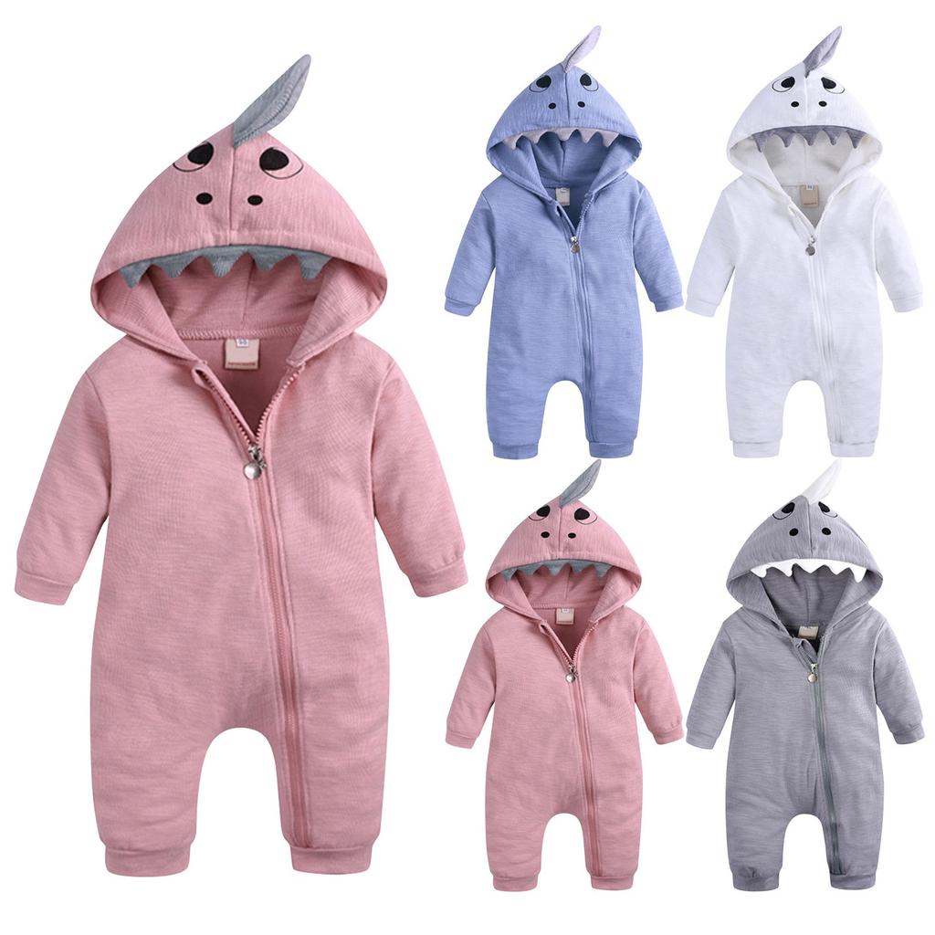 Halloween Baby Krabbelkleidung Frühling und Herbst Mit Kapuze Strampler Langarm Reißverschluss Body