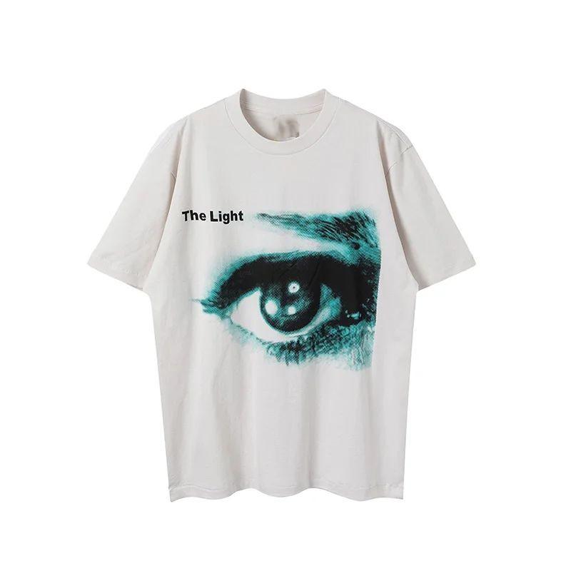 Weiße Serie Heiligenporträt Briefmuster Bedrucktes Kurzarm American Casual Lockeres Baumwoll-T-Shirt für Herren Damen mit Aufdruck