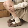Fleece Round Head Gentle Wind Bow Flat Cotton Shoes Fluffy Shoes Women's Autumn and Winter 2025 French Warm New Sweet