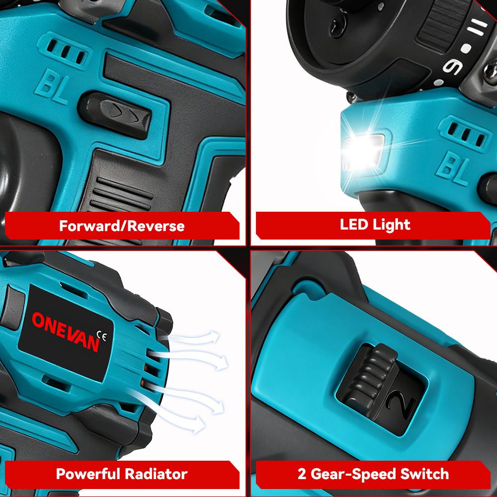 ONEVAN Cacciavite Elettrico Brushless 21+2 Mini 3IN1 Cacciavite a Batteria Trapano Elettrico Utensile Domestico per Foratura Legno e Riparazioni