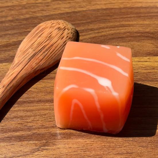 Stress Relief Salmon Squeeze Toy Food Grade Silicone Thick-Cut Salmon Cube Sensory Toy Home Office Anxiety Relieving Desk Toy