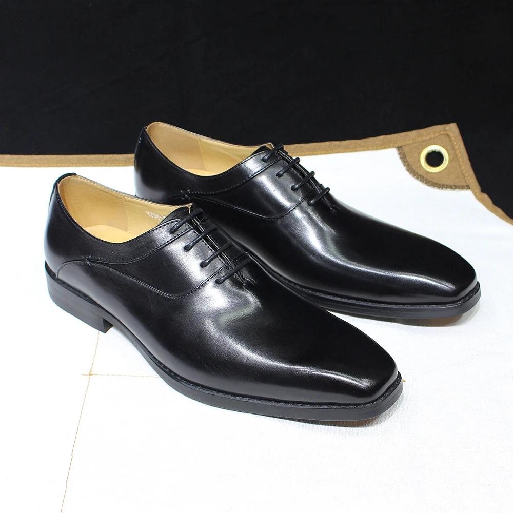 Fashion Classic Men's Oxfords Genuine Leather Handmade Lace Up Plain Toe Oxford Dress Shoes for Men Office Wedding Party Formal Footwear
