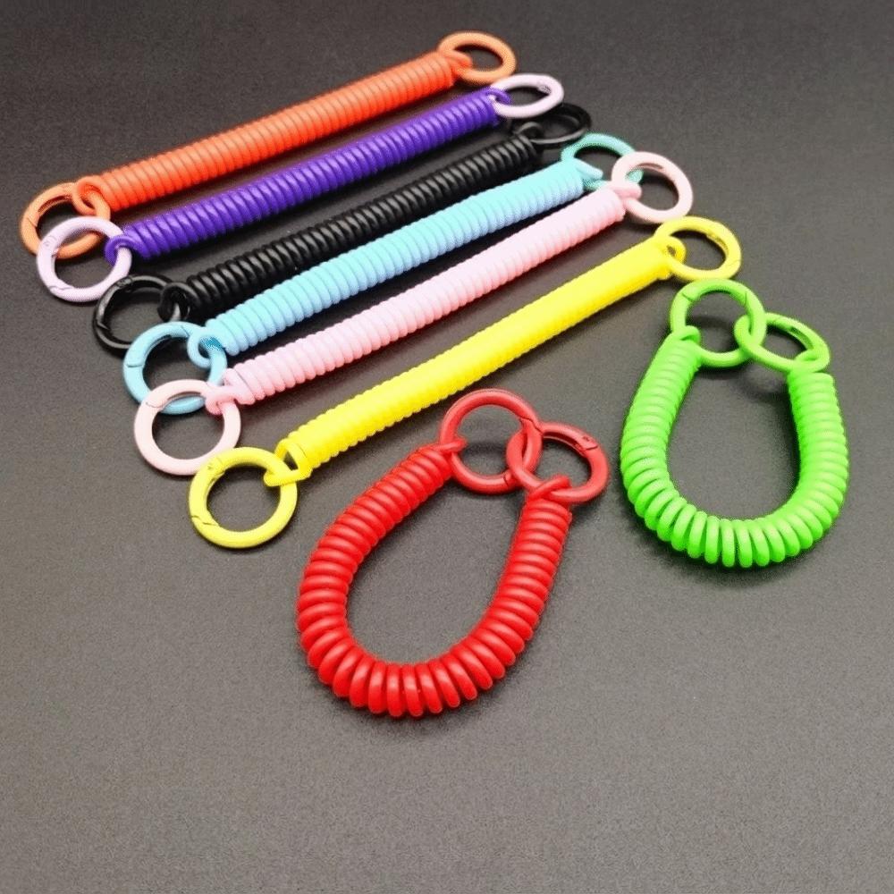 Colorful Retractable Keychain Spring Rope Anti-Lost Card Holder Strap Spiral Phone Lanyard Student