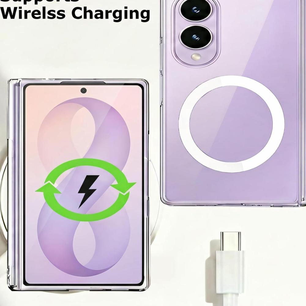 Luxury Transparent for Magsafe Magnetic Wireless Charging Phone Case for Samsung Galaxy Z Fold 8 Ultra 8 Screen Protector Cover
