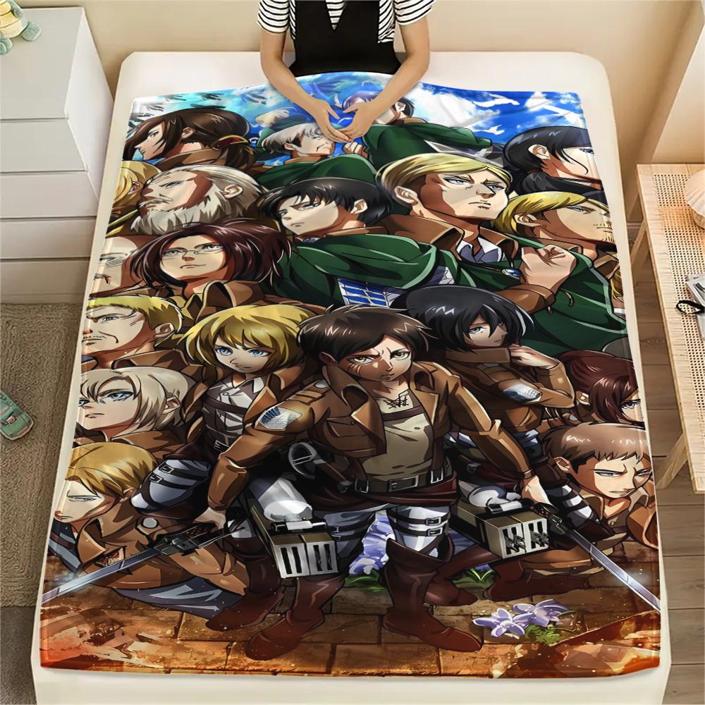 1PC Attack on Titan Print Flannel Blanket, High quality All Seasons, Home Decor, Warmth and Comfort, Perfect for Christmas Gifts