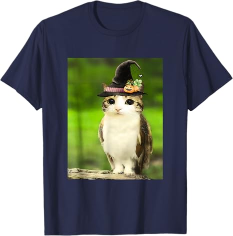 Meowl Wizard Cat Owl Funny Meme Halloween Costume Cat Witch TShirt Girls Fashion Y2k Magical Kitty Owl Graphic Outfit Novelty