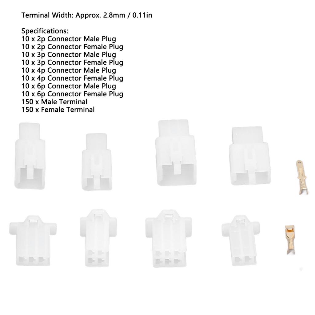 Male Female Plug Housing Terminals, Various Corrosion Resistant 2.8mm Width Motorcycle Terminals for Tricycles