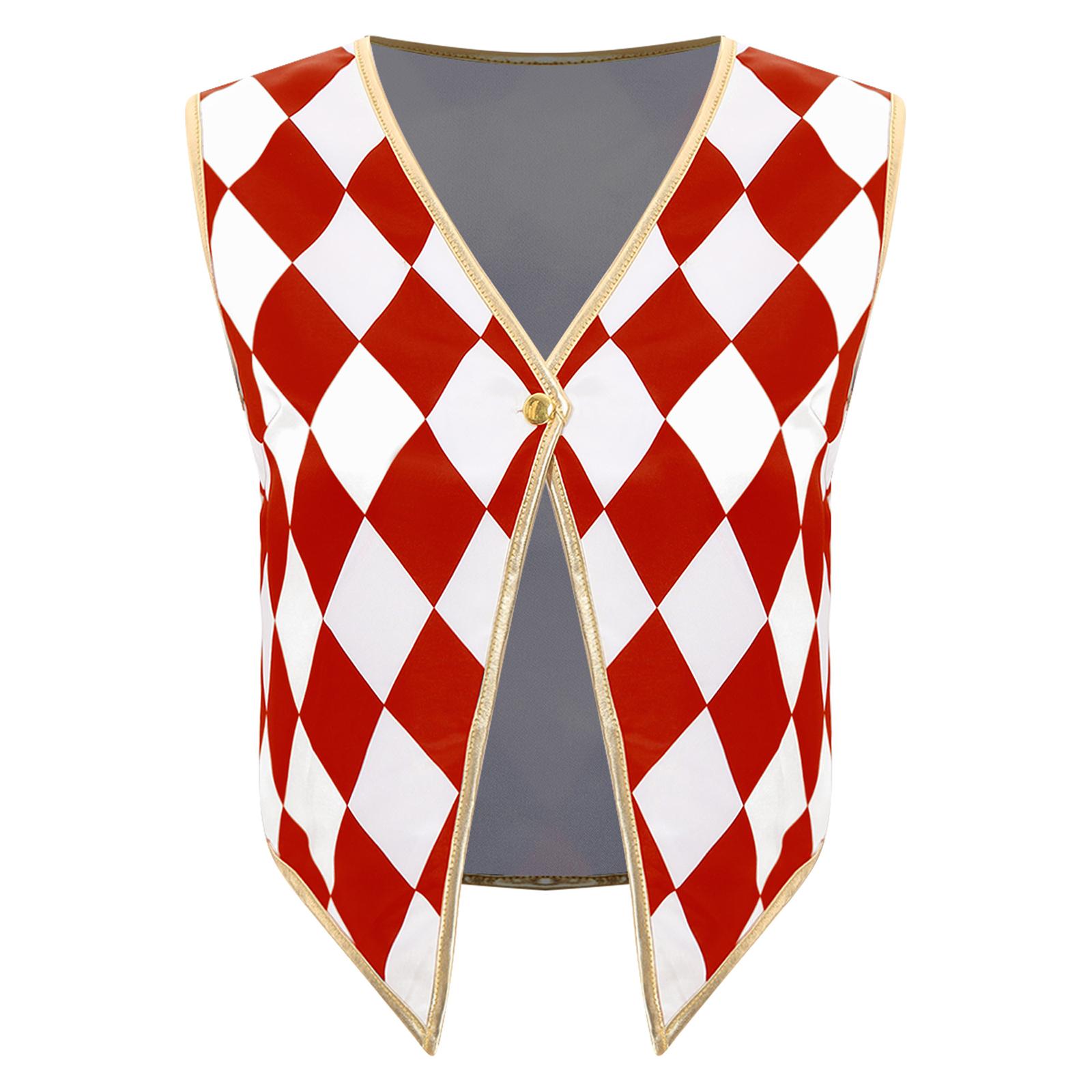 

Womens Circus Ringmaster Performance Costume Sleeveless V Neck Vest Waistcoat S червоний