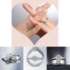 Fashionable Geometric Design Adjustable Couple Rings With Platinum Finish