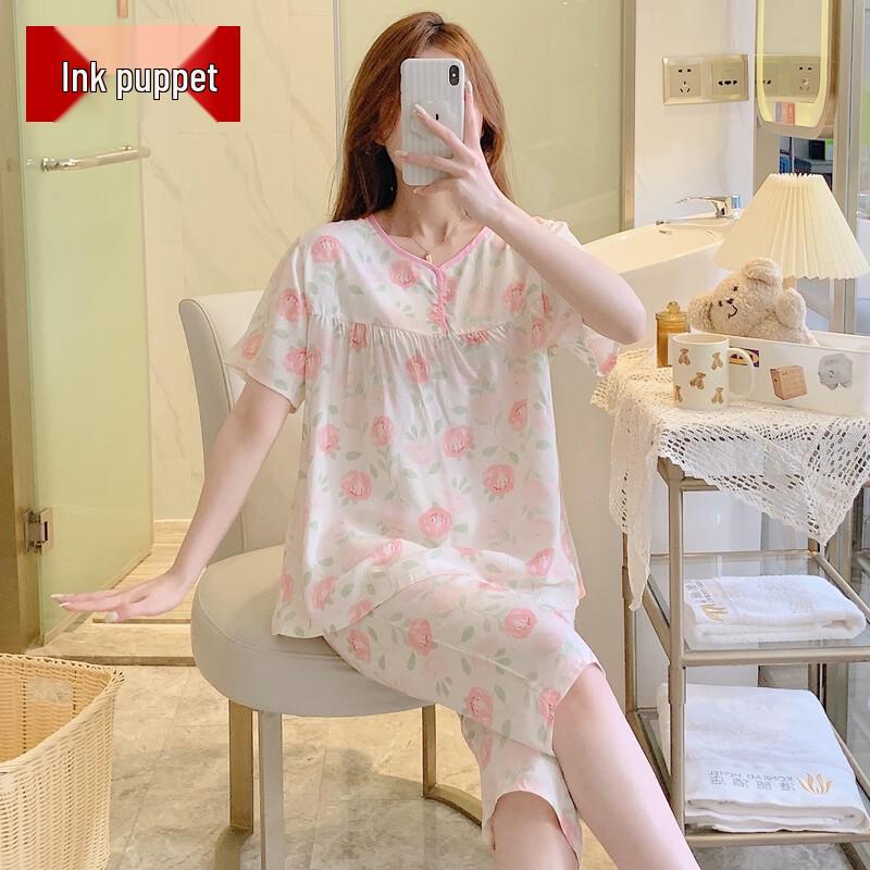 Mo ou Women s Summer Short Sleeve Pajama Set 2XL