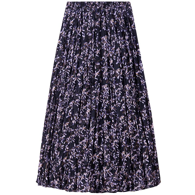Elegant Floral High-Waist A-Line Mid-Length Skirt