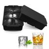 YOUSHY Ice Trays, Food-Grade Silicone with Lids, Ice Cube Maker, Large Ice, 5cm Square Ice Tray (Black, Set of 2)