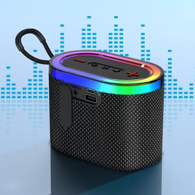Wireless Portable Bluetooth Speakers with for USB AUX TF Card Player 5W Output RGB Colorful Light Fabrics Sound Box