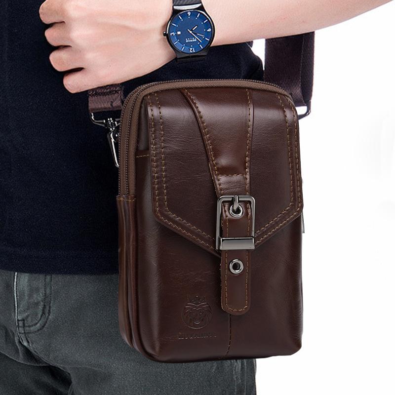 Herren One-Shoulder Messenger Handytasche Retro Multifunktionale Schnalle Handy Hüfttasche Lässige Herrentasche