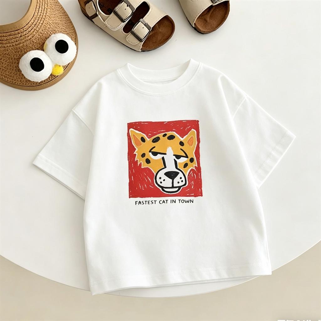 Kids Summer Clothes Short-sleeved Tops Cartoon Printed TShirt Cotton Wear Loose Casual Sports TShirt Thin All-match Pullovers