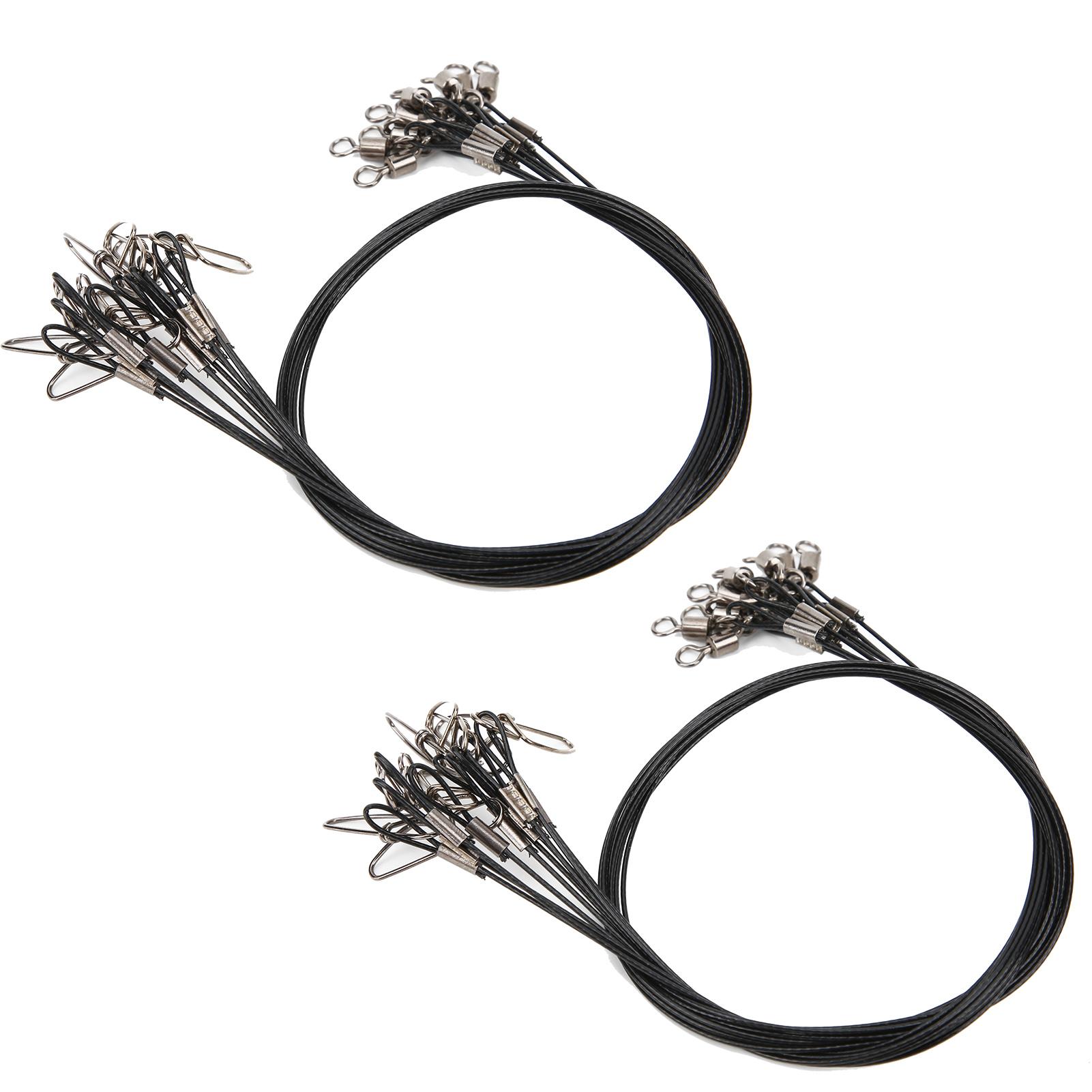 

Fishing Wire Line Leash Anti Bite Steel Fishing Line Steel Wire er with Rolling SwivelBlack чёрный