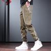 Light-colored casual pants men's trendy brand personalized fashion men's pants spring and summer thin striped splicing contrasting sports leggings