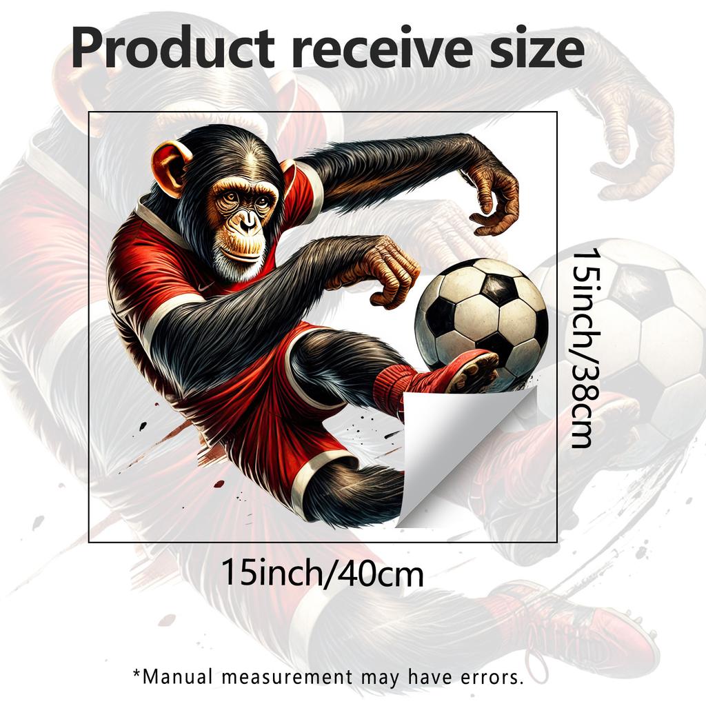 Chimpanzee Playing Soccer Self-adhesive Bedroom Living Room Sofa Background Wall Decoration Sticker