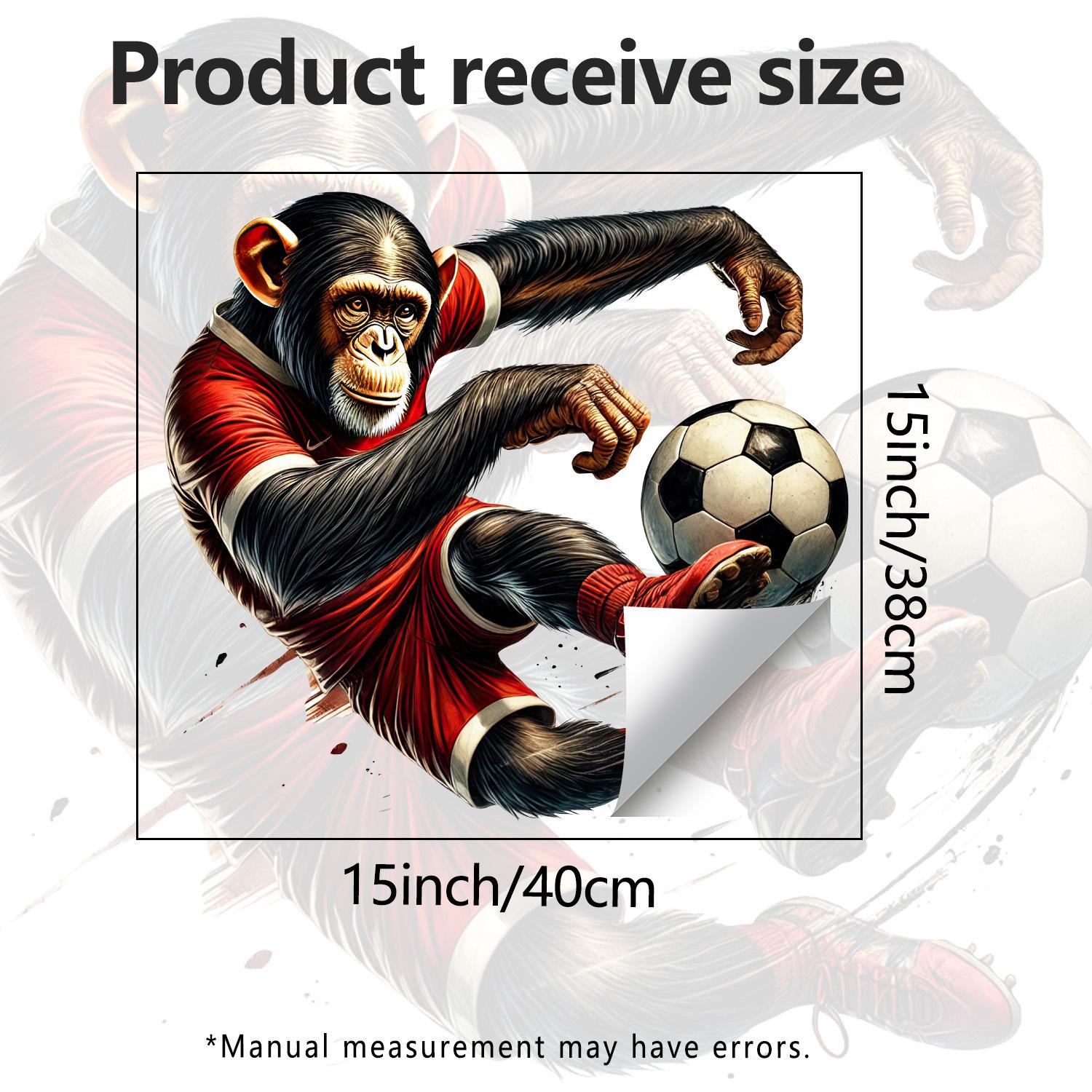 

Gorilla Playing Football Self Adhesive Wall Sticker for Bedroom Living Room Sofa Background Decor 38x40cm разноцветный