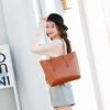 Fashion Women's PU Bag Solid Color Large Capacity Handbag Sewing Thread Zipper European Style Fashion Simple Tote Bags