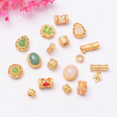 10 Stück Farberhaltendes Antikes Sandgold Eingelegter Jaspis Vierblättriges Kleeblatt Kürbis Armband Lose Perlen Zubehör DIY Handgemachtes Armband Schnurperlen