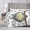 Cute T-Totoros Cartoon blanket  Anime Flannel Funny Warm Throw blankets for Chair Covering Sofa Spring/Autumn,