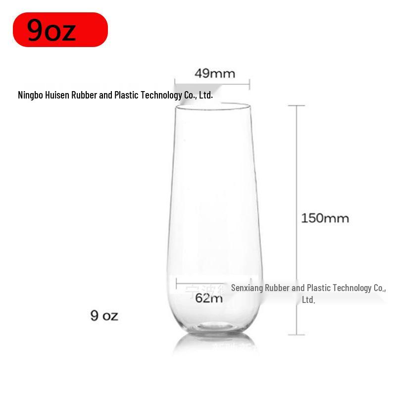 PET Plastic Egg-Shaped Footless Wine Glass, 12oz-16oz, Transparent