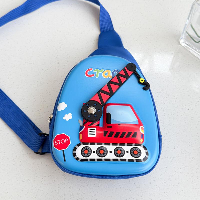 

Engineering Cute Vehicle Pattern Shoulder Crossbody Chest Bag Kids Outdoor Gift синий