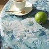 Yarn-Dyed Large Blue Floral Tassel Table Cloth American Style Oil Painting Household Circular Tablecloth Tea Table Cover Towel