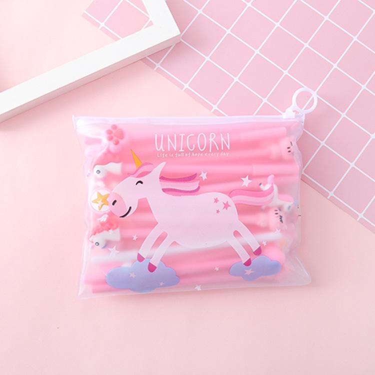 20-Piece Cartoon Gel Pen Set with Pencil Case - Black Ink 0.5mm