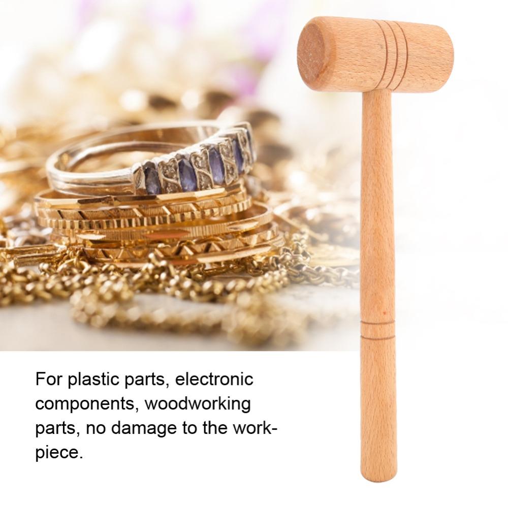 2Pcs Hammer Length 26cm Jewelry Hammer Wood color Metal Processing Tool  For DIY Repair