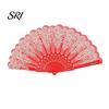 Lightweight Folding Fan Vintage Carved Plastic Ribs Hand Held Portable Chinese Style Summer Cooling Wedding Dance Party Performance Props Handheld