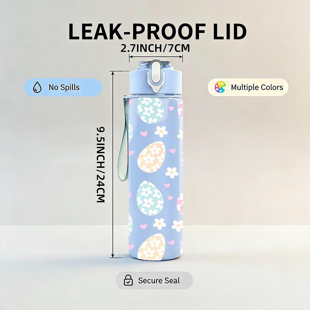 1PC Pastel Candy Cute Doodle Pattern Print 750ml Color Plastic Sports Water Bottle Leakproof Flip Straw Lid Suitable for Sports Office Home Use