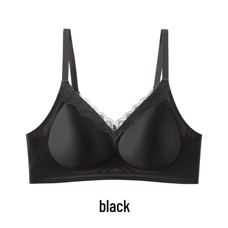 

Глянцевый бюстгальтер без косточек с кружевной отделкой: Невидимое нижнее белье для женщин, уменьшает вид большой груди, предотвращает провисание, обеспечивает летний комфорт. M чёрный