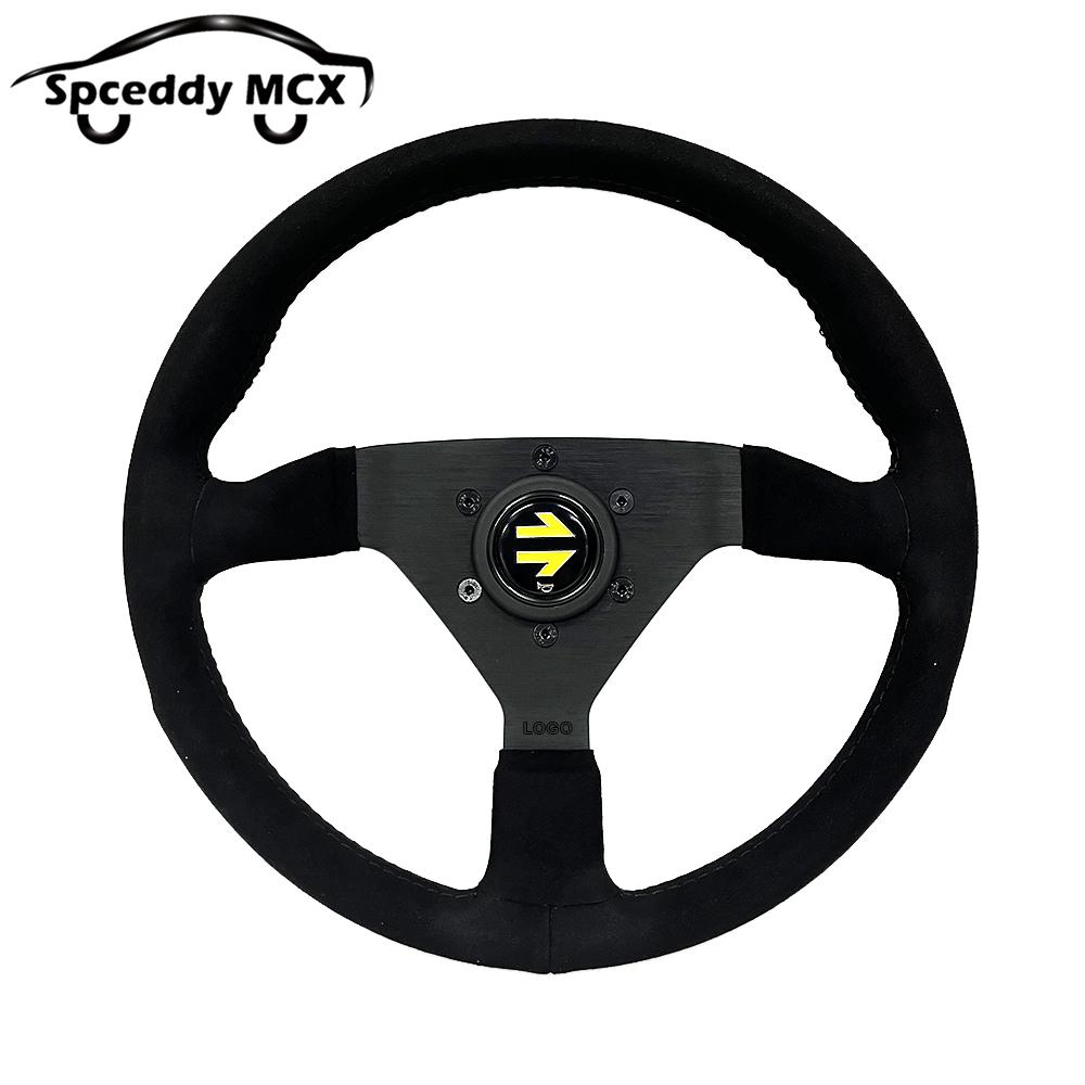 JDM V2 13inch Italy Suede Leather Universal Racing Sport Steering Wheel 320mm Flat Black Red Yellow BlueV232000