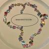 Candy Color Crystal Zircon Necklace, Sparkling Y2K Style, Rainbow Collarbone Chain, Jewelry Gift, Suitable for Eid Al-Fitr.