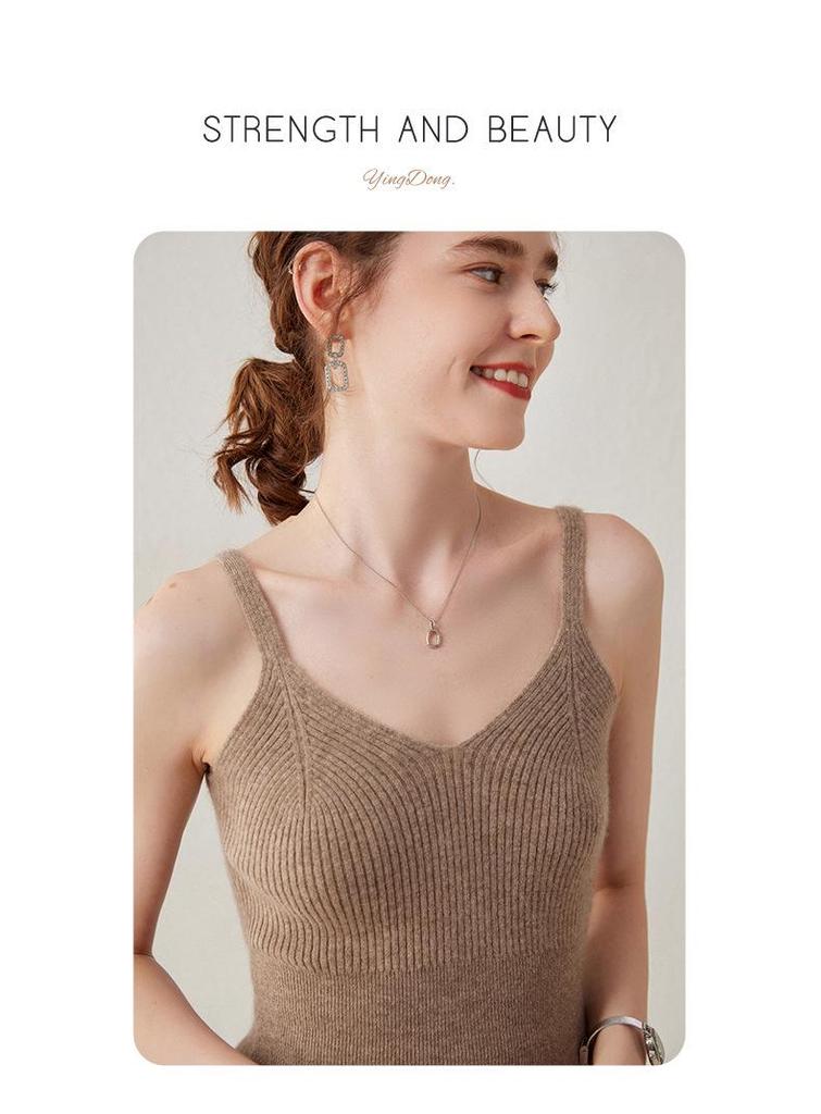 U-Neck Cashmere Camisole: Stylish Women's Knitted Tank Pullover for Autumn/Winter