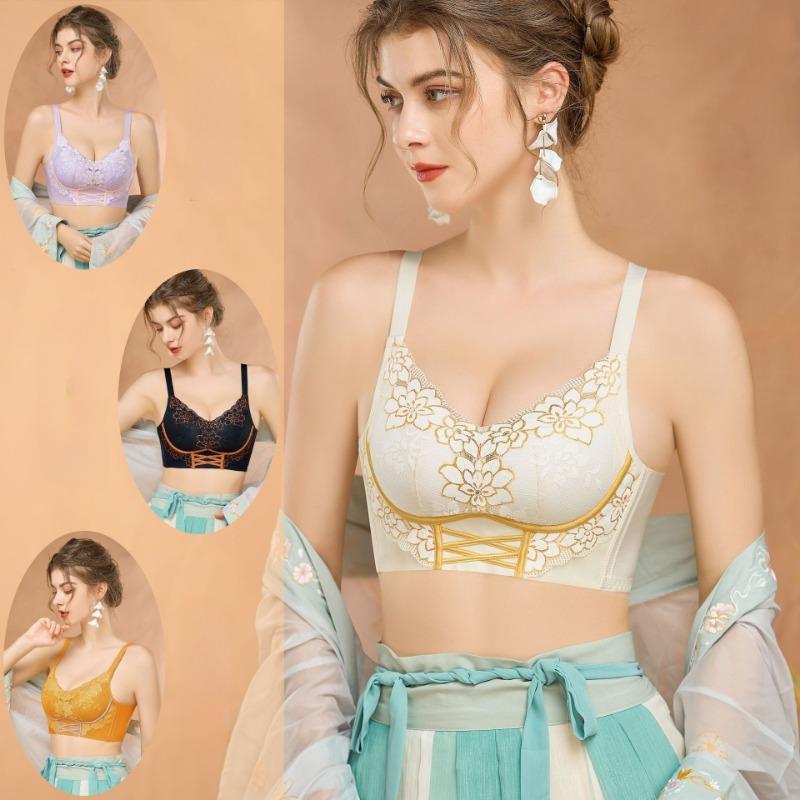 New Underwear Lace Non-steel Ring Anti-sagging Side Breasts Gathered Bra
