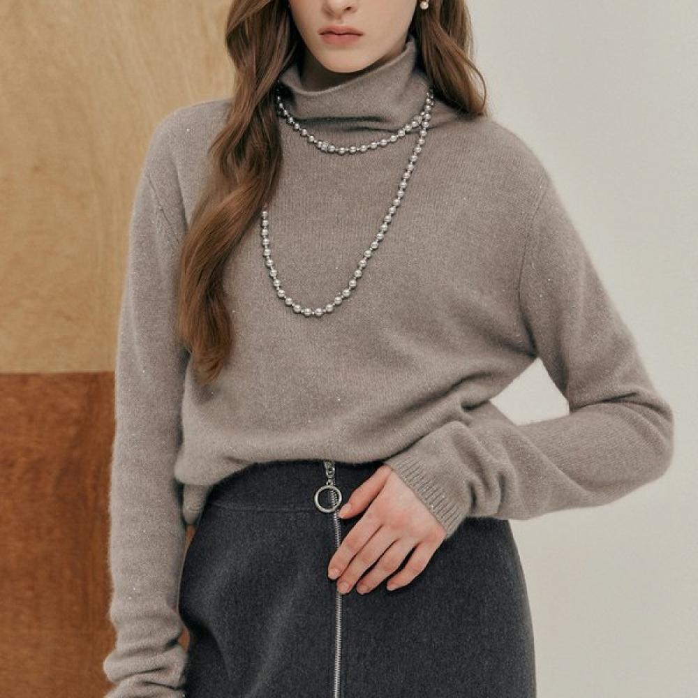MAXZA Wool Polo Knit With Sequin Glitter Mix   Cd01qk003on