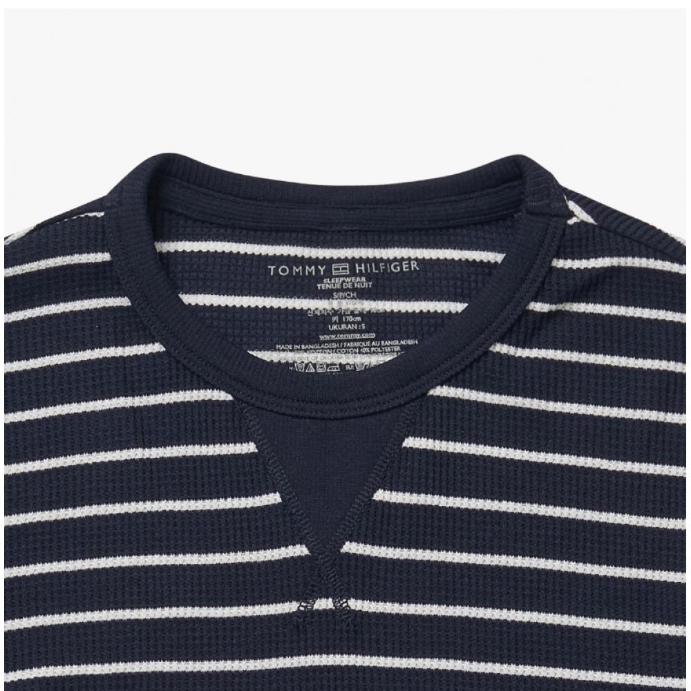 Tommy Hilfiger 09t4224 990 Thermal Stripe Waffle Men S Long Sleeve Tee