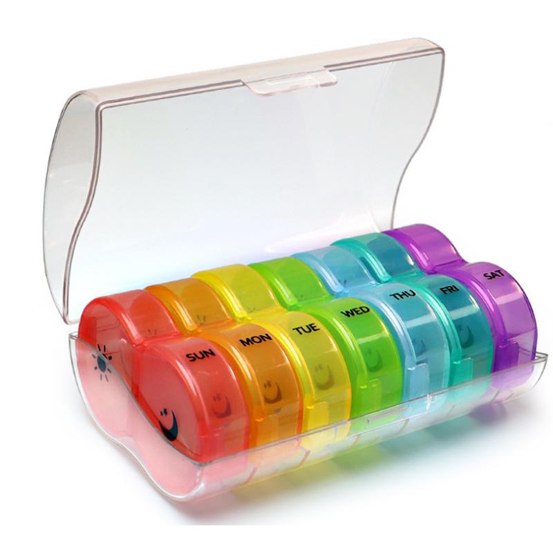 Tragbarer 7-Tage-Pillenorganisator und Reise-Aufbewahrungsbox für Nahrungsergänzungsmittel