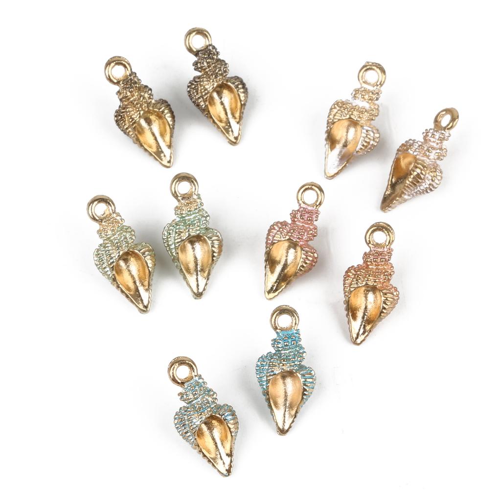 9-12Pcs Multi-Styles Starfish Shell Conch Crown Enamel Charms Pendant For Jewelry Making DIY Bracelet Necklace